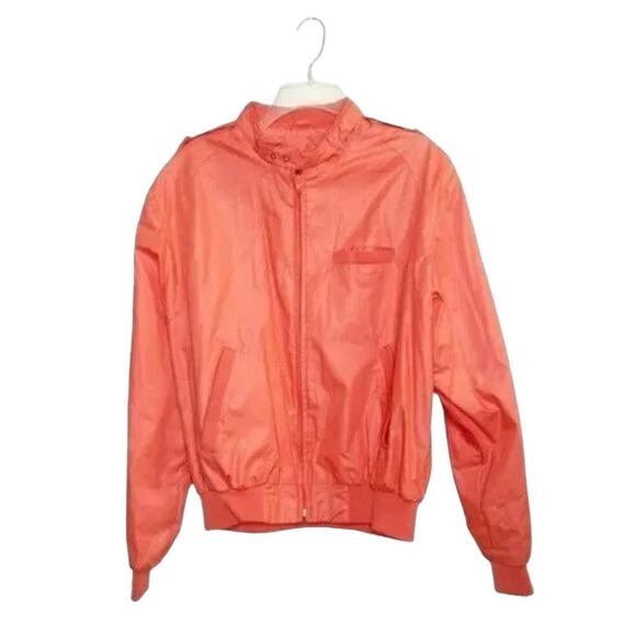 vintage Peter England Windbreaker bomber Jacket sz L retro full zip orange - Picture 1 of 11